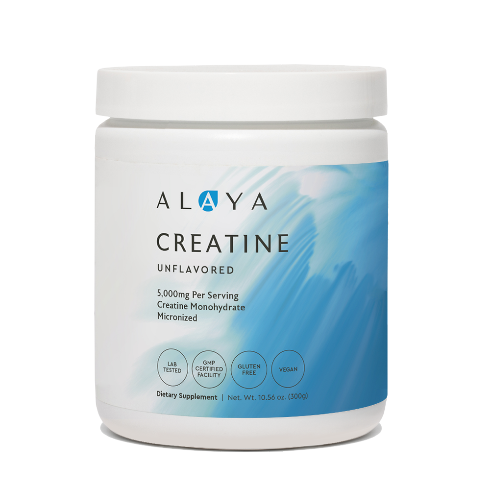 Alaya Micronized Creatine supplement bottle on a white background #hide
